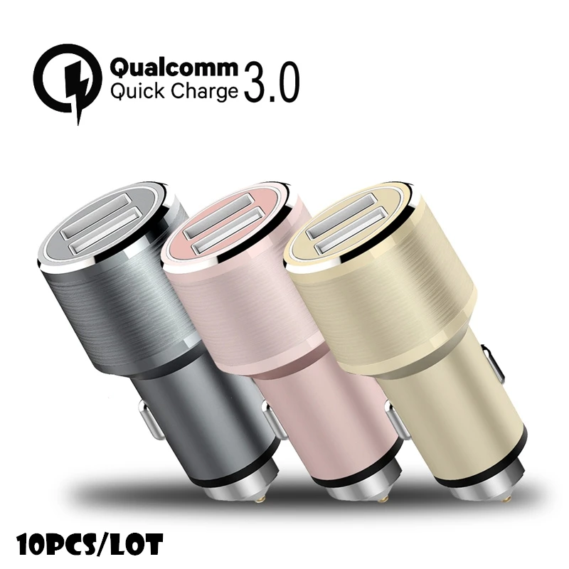 10PCS Quick Charge 3.0 Dual USB Car Charger Fast Charging