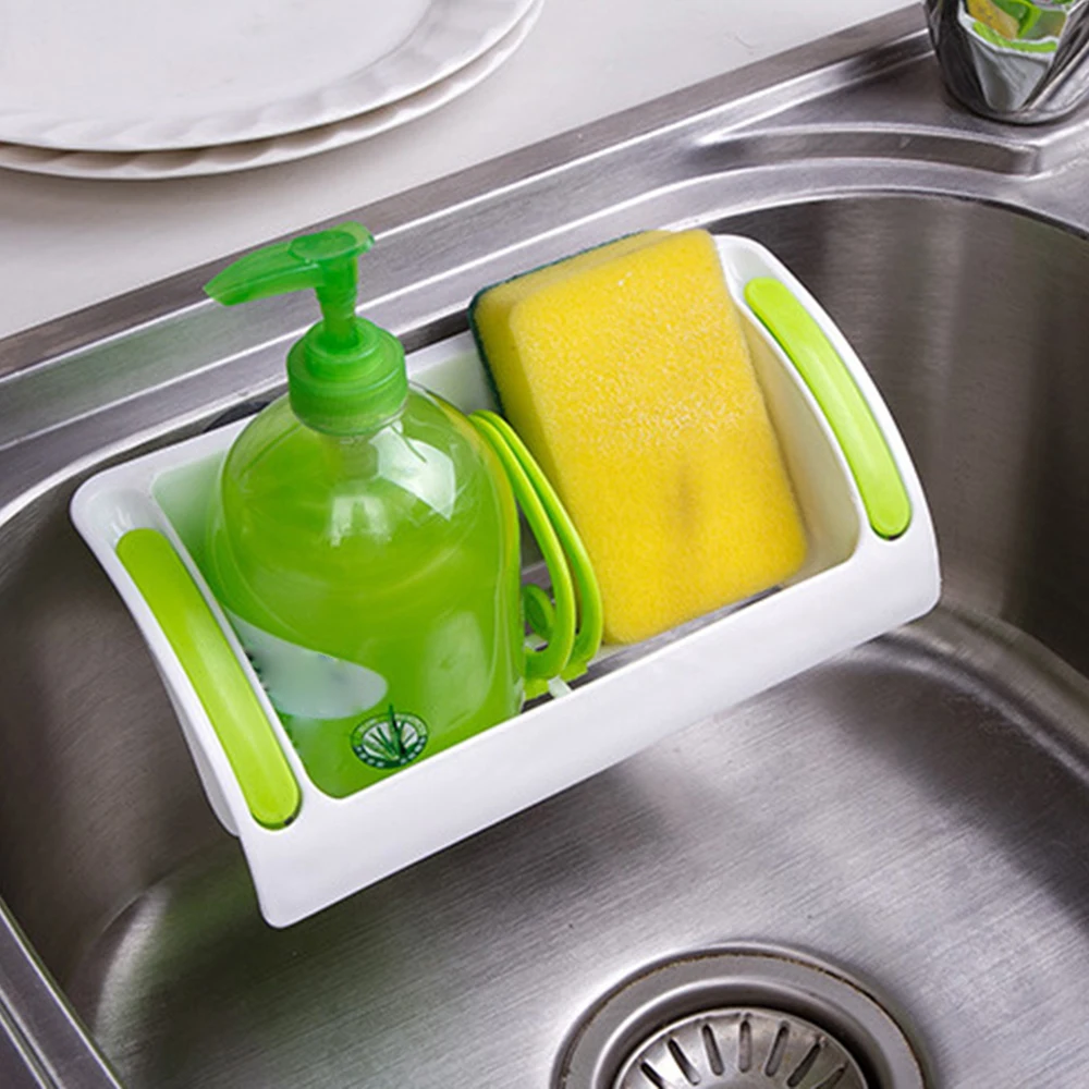 Kitchen Storage Wall Shelf Multifunction Plastic Suction Cup Sponge Holder Bathroom Organizer ...