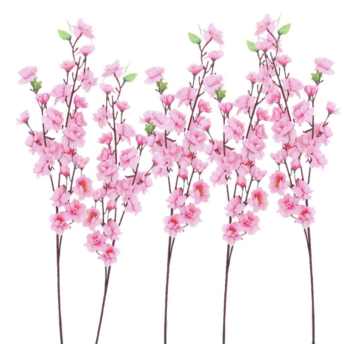 6pcs Peach Artificial Cherry Spring Plum Peach Blossom Branch Silk