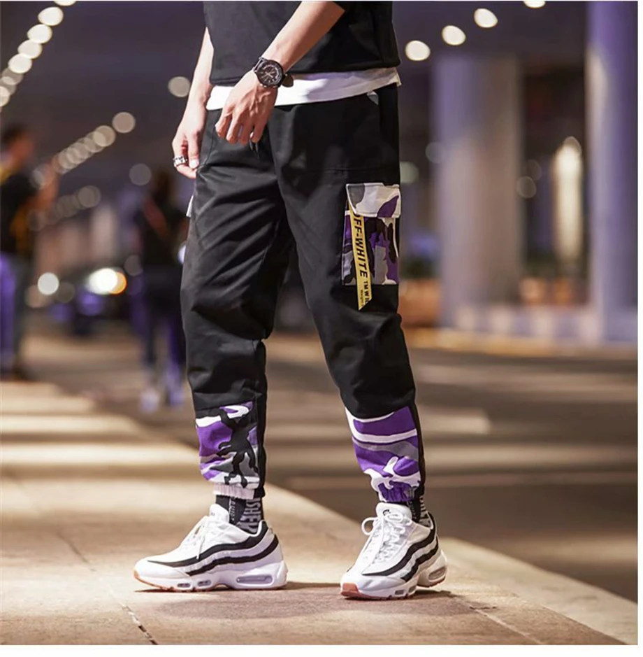 Уличная Лоскутная карго Мужские штаны для бега карманные брюки Гаремные Брюки мужские хип хоп скейтборд брюки США Размер GY35