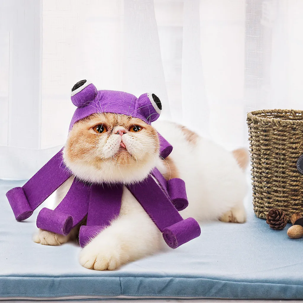 Шляпа для животных бейсболка с кошкой ПЭТ осьминог дизайн кошка шапка для косплея Pet костюм для кошек фиолетовая Кепка праздничный костюм Casquette Chien katten krabpaal