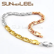 4 мм Модные украшения для мужчин и женщин, Улитка Цепочка розового, желтого, розового белого золота Цвет браслет C05 yrwb