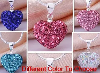 

high quality mixed rhinestone fashion multicolor heart Silver Plated snake chain crystal Necklace .
