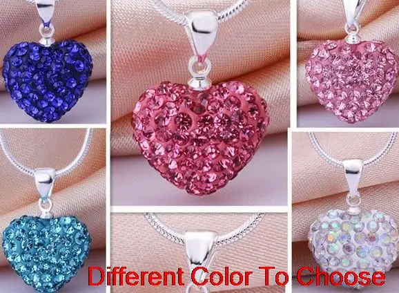 

high quality mixed rhinestone fashion multicolor heart Silver Plated snake chain crystal Necklace .
