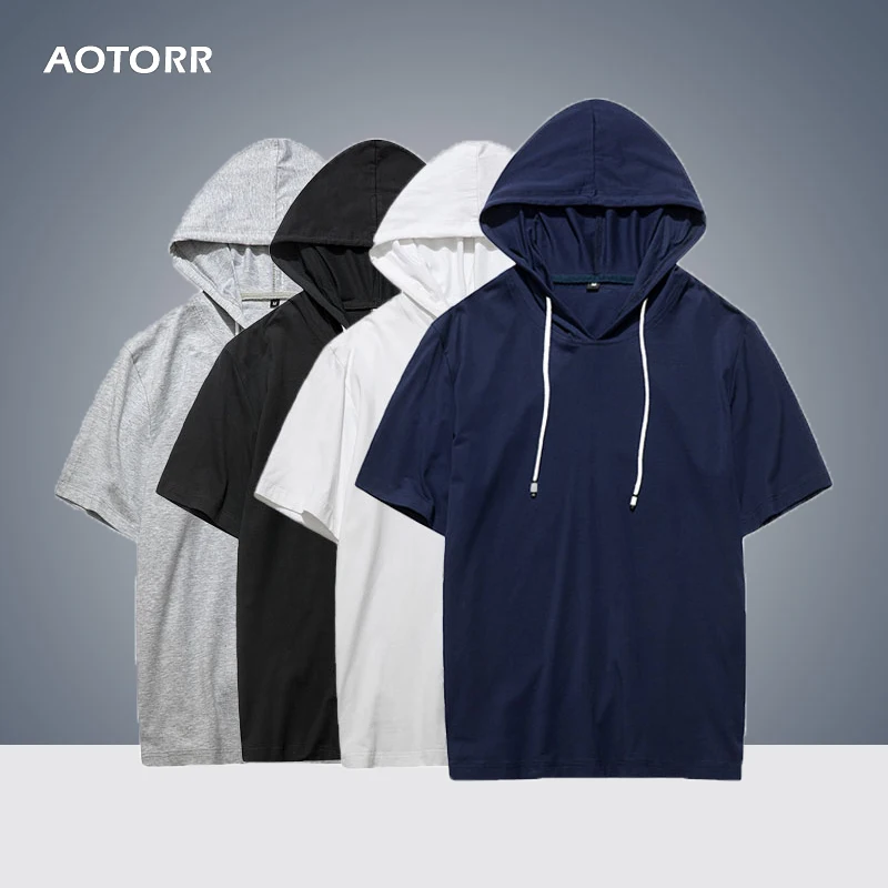 

Hoodie Mens 2019 Summer Casual Streetwear Short Sleeves Shirts Basketball Sports New Hip Hop Track Tops Hoody Men's Sweatshirts