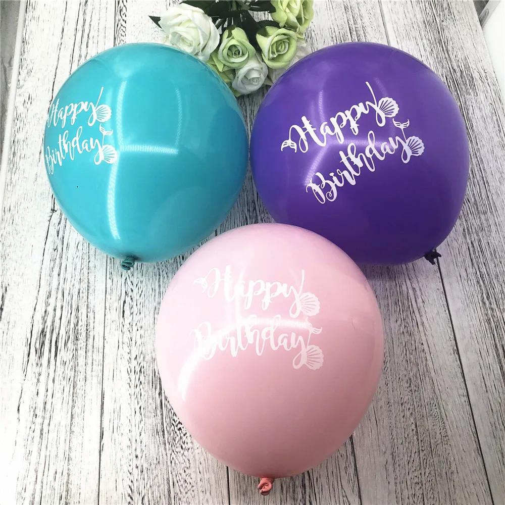 

10pcs 12inch Happy Birthday Mermaid Round Latex Balloons Birthday Party Decorations Ballon Baby Shower Globos First Birthday Toy
