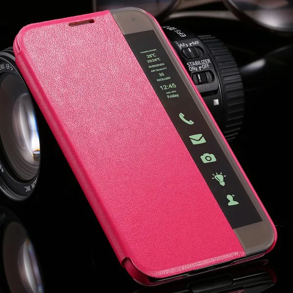 Rose KISSCASE Leather Flip Case for Samsung Galaxy S5 S6 S7 Edge Smart Case Sleep Awake Phone Cover For Samsung Note 3 4 5 Fundas - Цвет: Rose