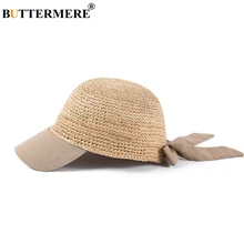 BUTTERMERE соломенные шляпы из рафии, женская бежевая регулируемая бейсболка, Женская Лоскутная элегантная дизайнерская вязаная солнцезащитная Кепка с бантом