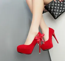 Spring new high-heeled shoes Europe and South Korea princess nightclub fine with shoes Bow waterproof wedding shoes women