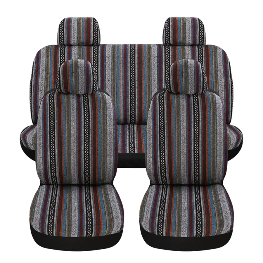 

Universal 5 Seat Car Driver's Seat Cover Protector Exotic Thick Pure Linen Strips Fit For Most Car Truck Suv