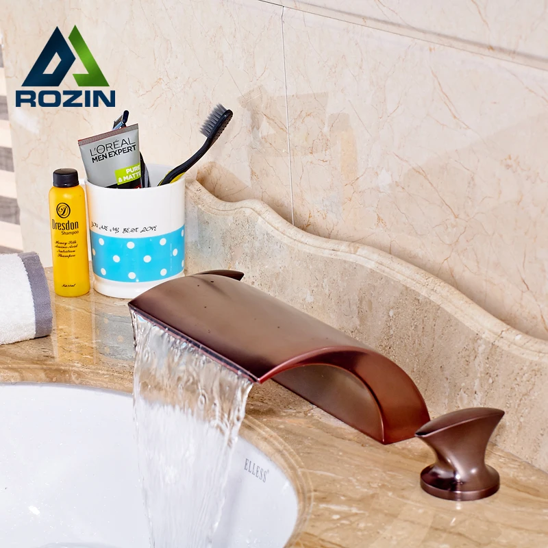 

Good Quality Bathroom Widespread Waterfall Spout Basin Sink Faucet Bath Tub Sink Mixer Tap with Dual Handle