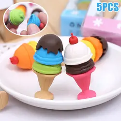 5 шт./компл. красочные мороженое ластики 3D милые канцелярские Резина Школьные принадлежности Для детей подарок NSV775
