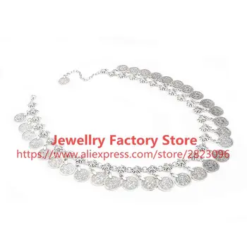 

50pcs/lot Fashion Hot Selling maxi Womens Stylish Pretty Boho Silver Coins Choker Statement Necklace for women Jewelry necklace