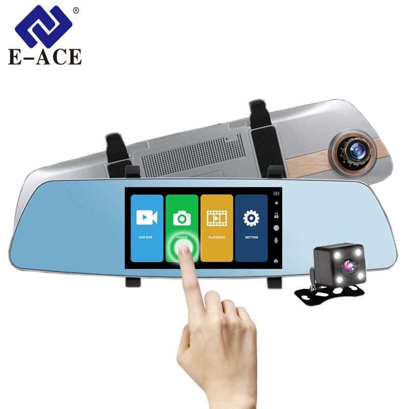 E ACE Car Dvr 5 Inch Rearview Mirror Auto Registrar Night Vision 1080P Dash font b