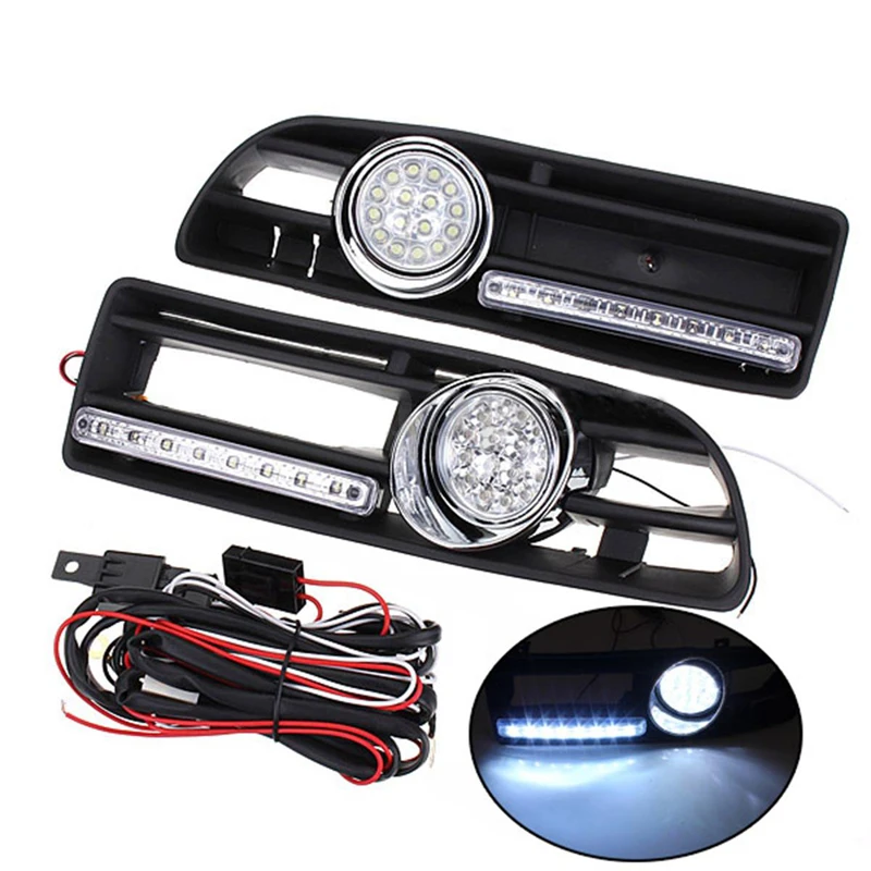 1 Set 8 Led Daytime Running Lights Fog Lights With Grills Wiring Combo