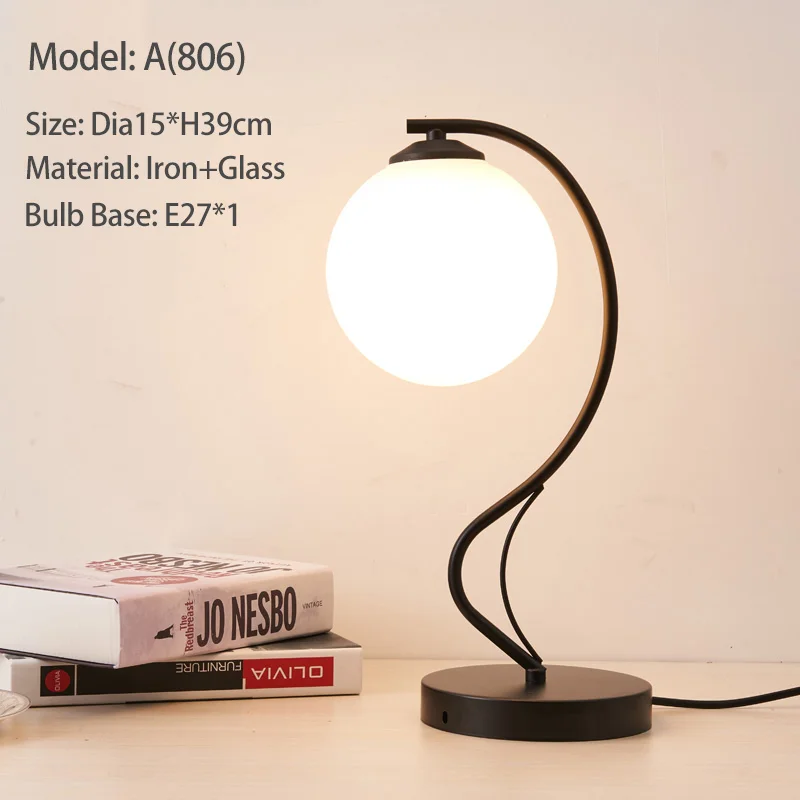American style table lamp for living room Bedroom bedside lamp iron decorated study led table lamps - Цвет абажура: A(806)