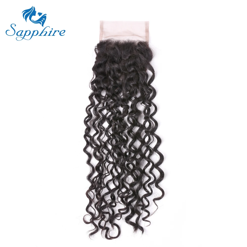 Сапфир волна воды Волосы Remy 5 шт. один пакет Кружева Закрытие С Детские волосы