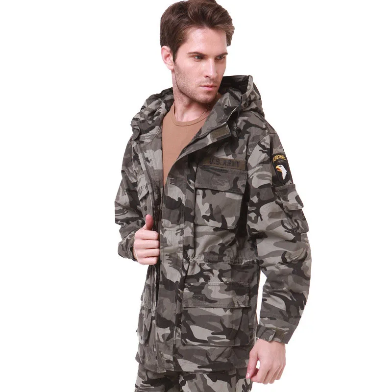 Trench Coat Casual Men Jacket Classic M65 Men's Trench Coat Pure Cotton Outerwear Fleece Windbreaker Multi Pocket Tactical Jacket Men Clothing Coats AF802