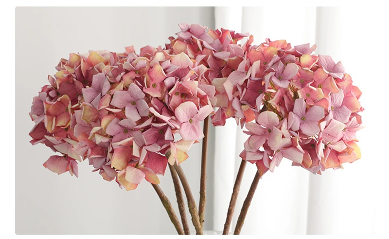 JAROWN Artificial Hydrangea Flowers European Style Retro Dry Hydrangea Simulation Fake Flower Branch Wedding Home Interior Decor (23)