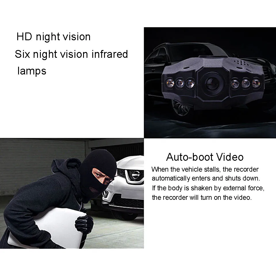 LAUTO 2,4 дюймов Автомобильный видеорегистратор с камерой 6 IR светодиодный 1080P HD с ночным видением Автомобильный видеорегистратор с поворотом на 270 градусов Автомобильный видеорегистратор