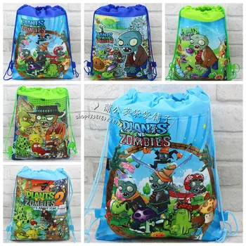 

2 pcs / lot Small sided tote bags Kindergarten Backpack travel bag men and women shoe Zombies stationery pencil bags