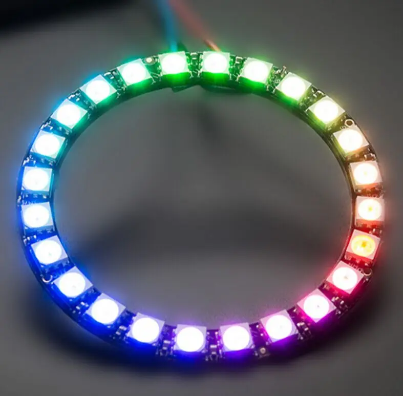 10 шт. WS2812B RGB светодиодный кольцевой светильник 24 бит RGB ленточный светильник с интегрированными драйверами 24 x WS2812 5050 для Arduin