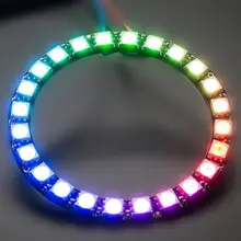 10 шт. WS2812B RGB светодиодный кольцевой светильник 24 бит RGB ленточный светильник с интегрированными драйверами 24 x WS2812 5050 для Arduin