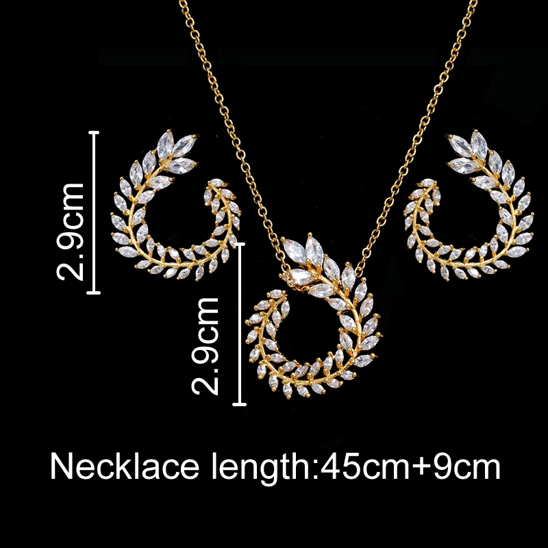 EMMAYA Модный женский кулон ожерелье и серьги ювелирные изделия сверкающий AAA CZ камень Ювелирные наборы для женщин