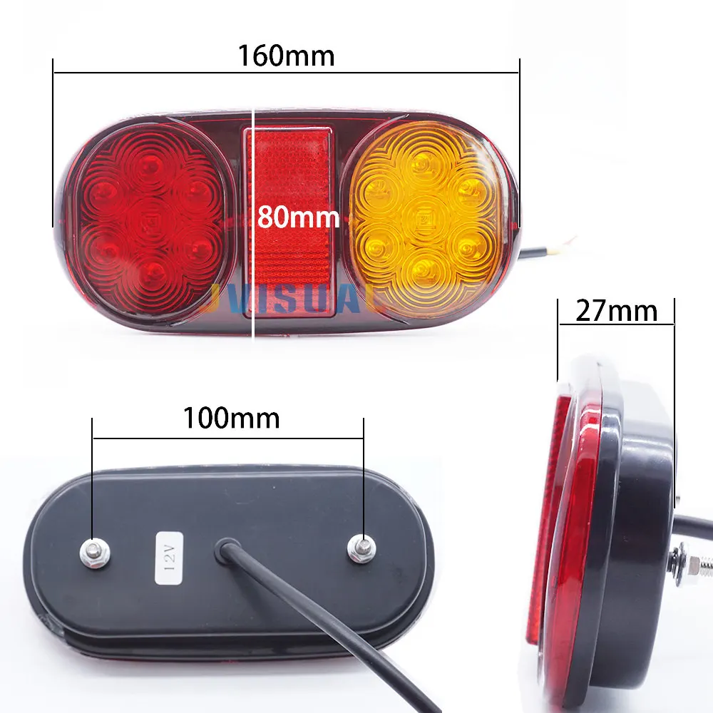 New 2PCS 24V 14LEDS Truck Trailer Waterproof LED Tail Light Reversing Running Brake Turn Lights Stop Indicator Lamp Yellow Red