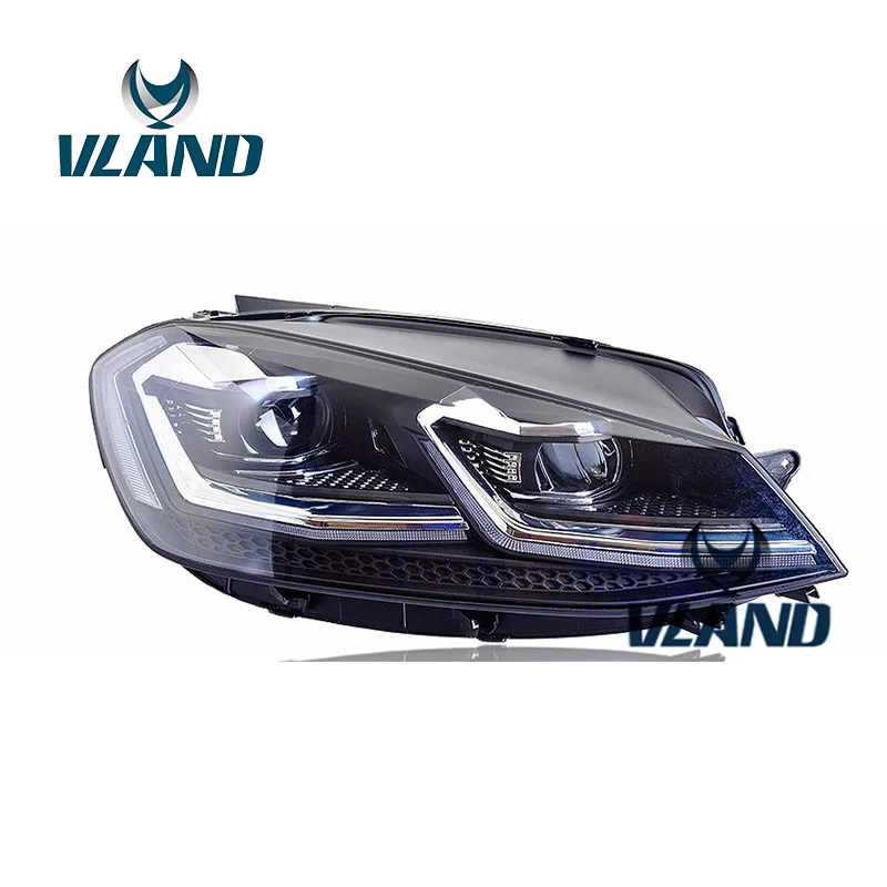 

VLAND Factory For Head Lamp For Golf 7.5 LED Headlight With Angel Eyes LED DRL H7 Xenon Lamp 2017 2018+Plug And Play Headlight