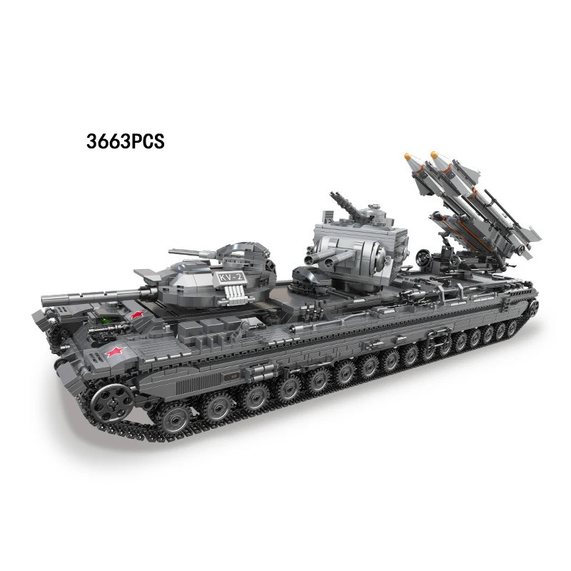 

Hot Modern world wars KV-2 military missile tanks moc building block model bricks toys collection for boys gifts