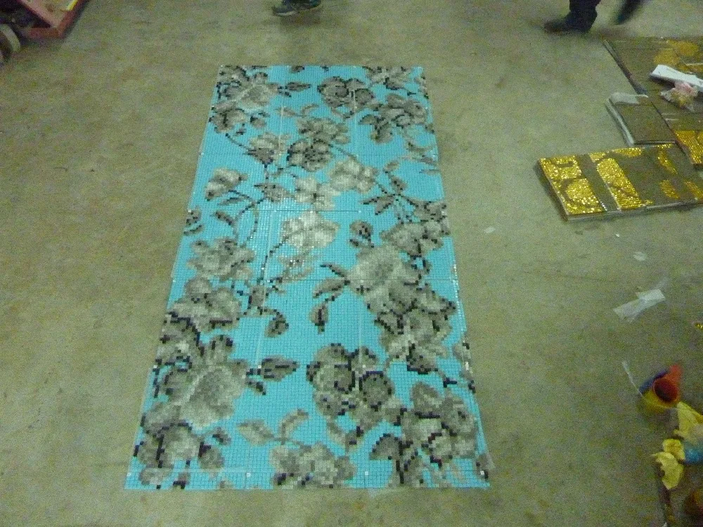 Blue mosaic design,blue rose mosaic