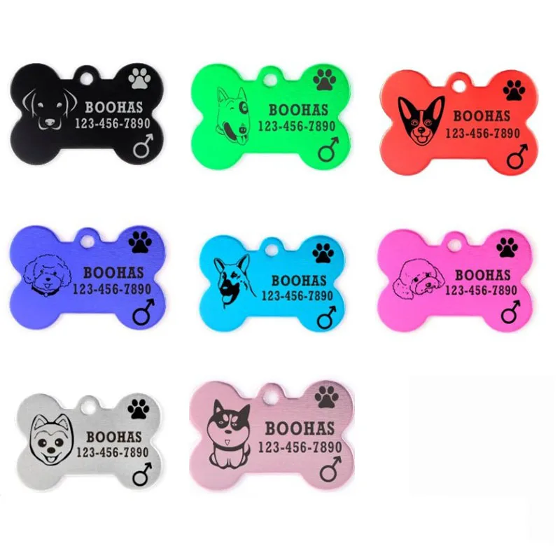 

2pcs/lot Dog id tags For Dog and cats Collar Accessories Personalized Pet ID Dog Name Tag dog tag Customized Free Engraving