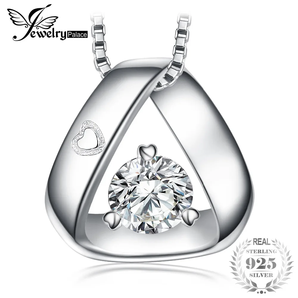 

JewelryPalace 925 Sterling Silver Triangle Engraved Heart Cubic Zirconia Pendant Gifts For Women New Not Include A Chain