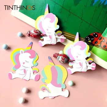 

100PCS 90x65mm Lollipop Decoration Card Unicorn Birthday Party Favors Candy Insert Paper Children Gift Packing Message Card Pink