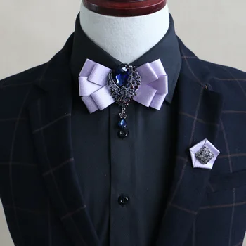 

Fashion handmade bow purple bow tie groom best men's wedding collar flower British Korean wedding collar flower trend bow tie