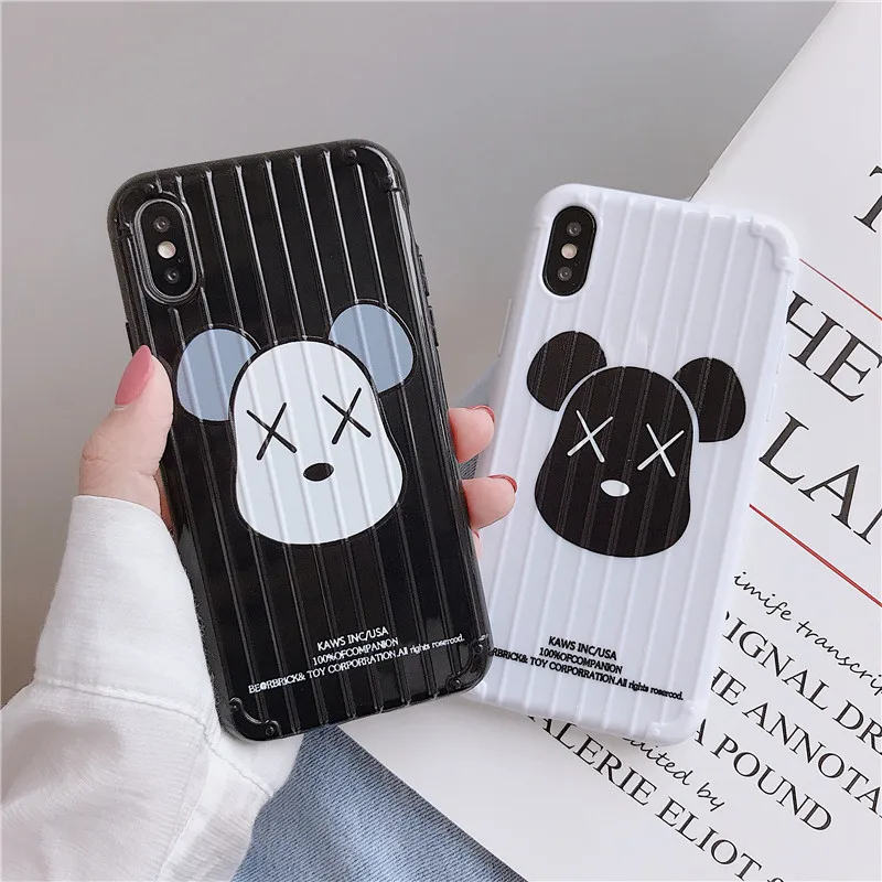 

KAWS Toys Violent Bear Suitcase Phone Case For iPhone 7 8 6 S 6S Plus X XR XS MAX Luxury Trunk Case Soft TPU Silicone Back Cover