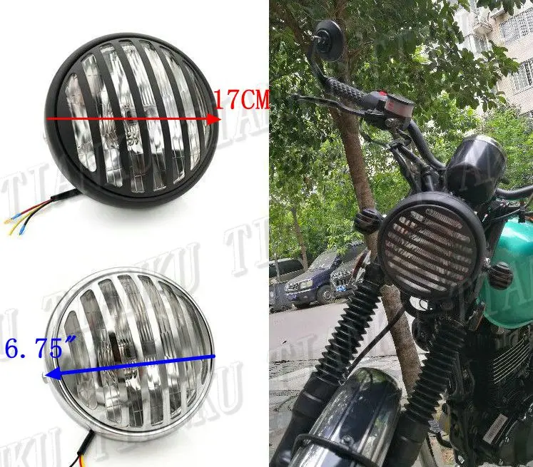 Металлические решетки " головной свет лампы+ крепление для Yamaha Honda Suzuki Kawasaki Sport Bobber заказной вертолет крейсер CG125 GN125