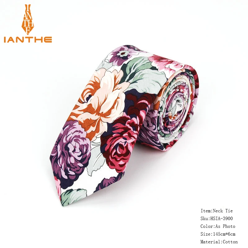 Брендовые Новые хлопковые мужские галстуки с принтом пейсли для шеи, узкий галстук, узкие галстуки с цветочным принтом