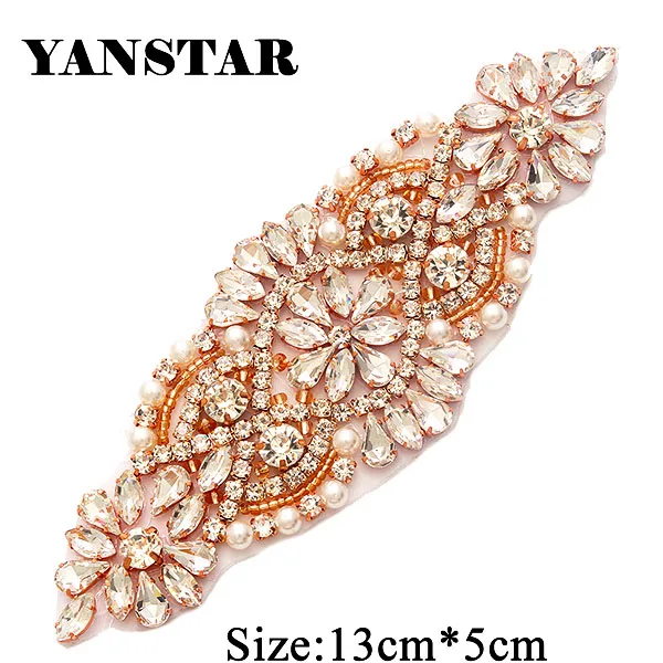 YANSTAR(10 шт.),, розовое золото Кристальные Стразы для аппликации аксессуар для лента для свадебных платьев, сделай сам, свадебное платье с ремнем YS850 - Цвет: Rose Gold
