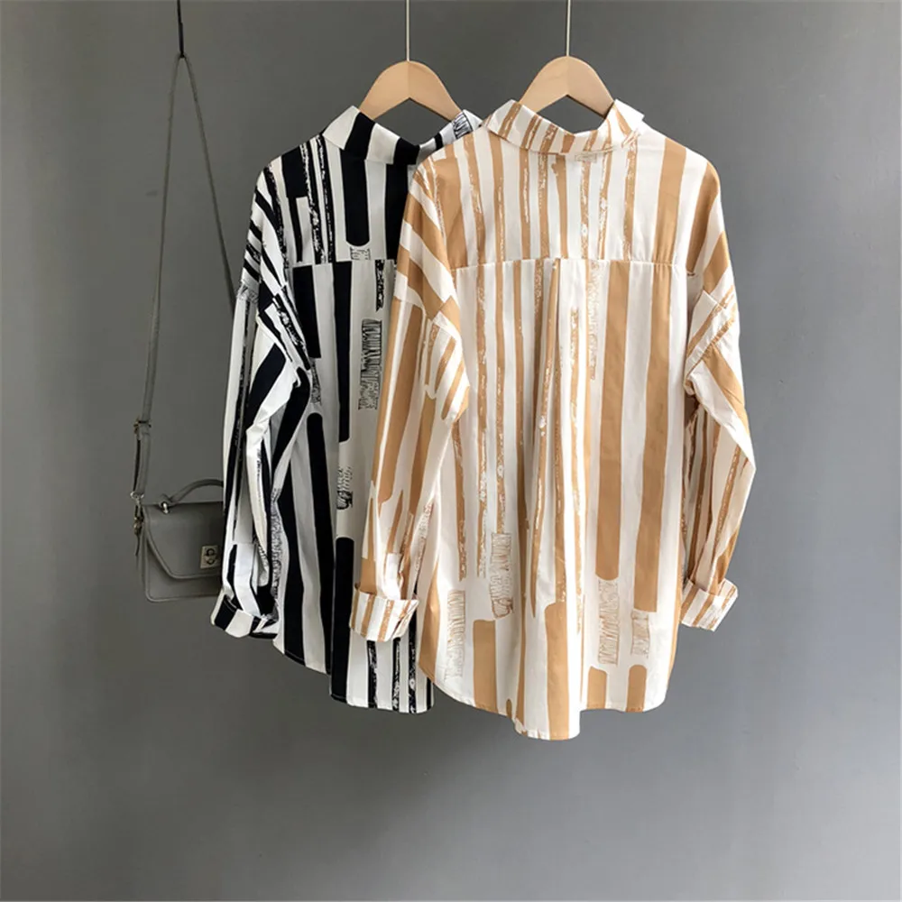 Autumn Striped Blouse Women 2018 Blusas Loose Slim Fit Long Sleeve Campus Shirts Fashion Top All Match For Women's Blouses  (10)