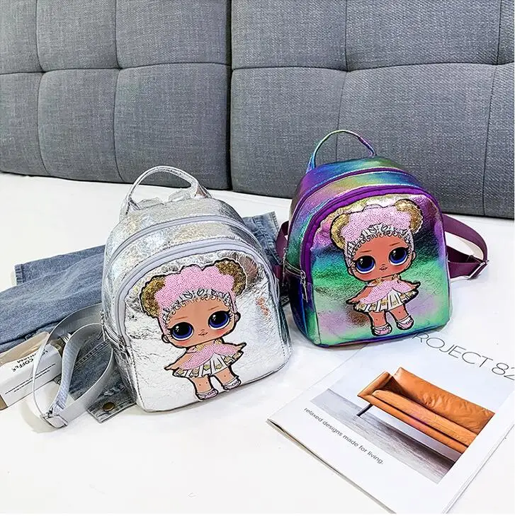 

New Arrival Women All-Match Bag PU Leather Sequins Backpack Girls Small Travel Princess Bling Backpacks Mochila Feminina