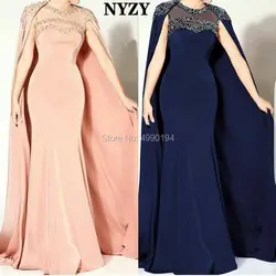 Элегантные платья для матери невесты в арабском стиле с рукавом-накидкой 2019 NYZY M186 розовый темно-синий свитер торжественное платье русалки
