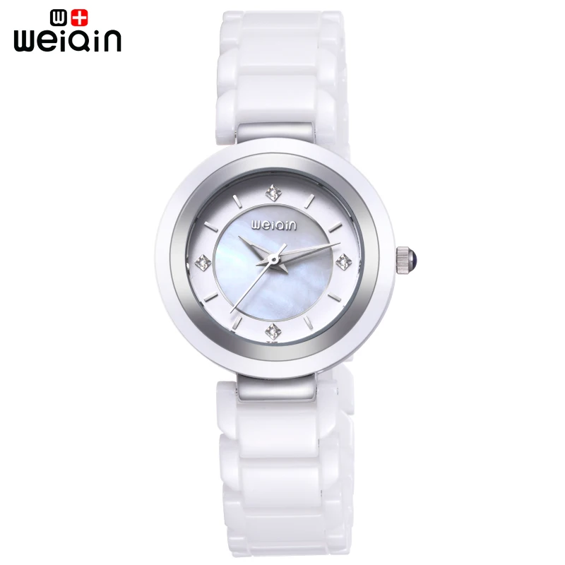 Kopen WEIQIN Originele Strass Horloge De Vrouwen 100% Keramische Band Dames Horloges Jurk Mooie Topkwaliteit Bayan Kol Saati