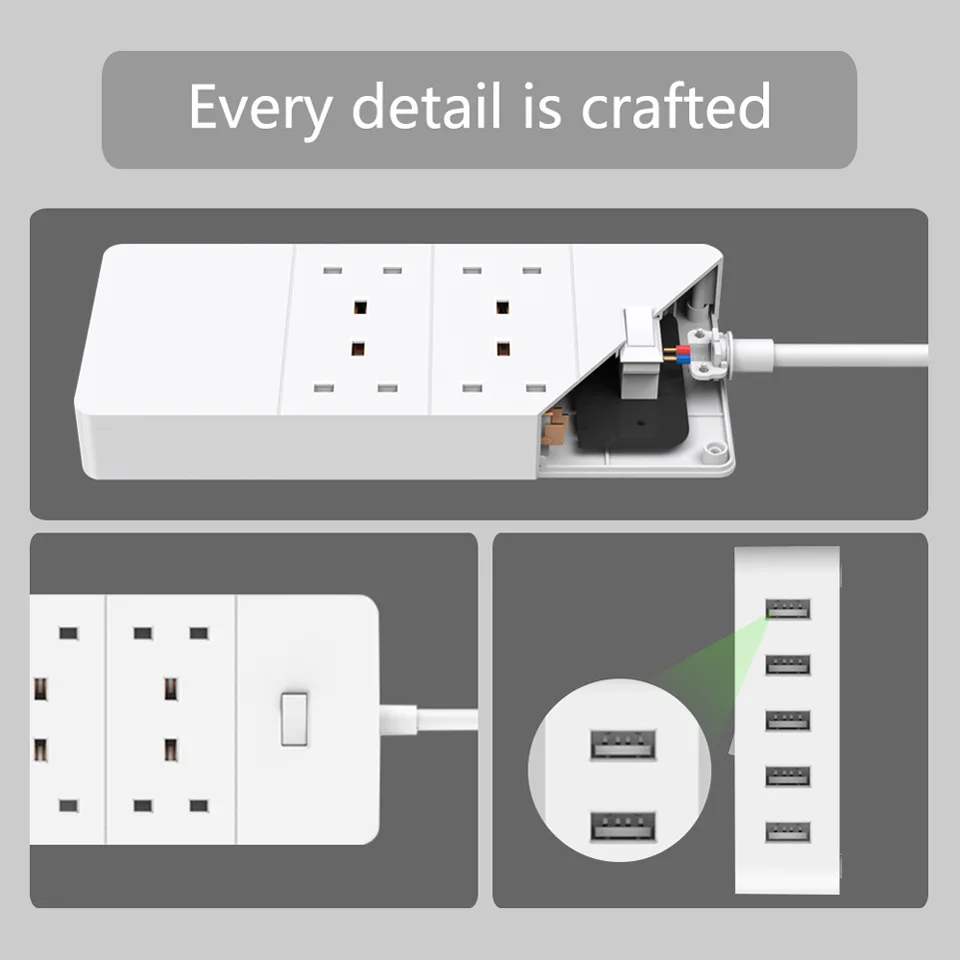 NTON power HPC USB power Strip UK Plug 4 AC Разъем питания 5 портов USB зарядное устройство Защита от перенапряжения 1,5 м удлинитель провод шнур питания
