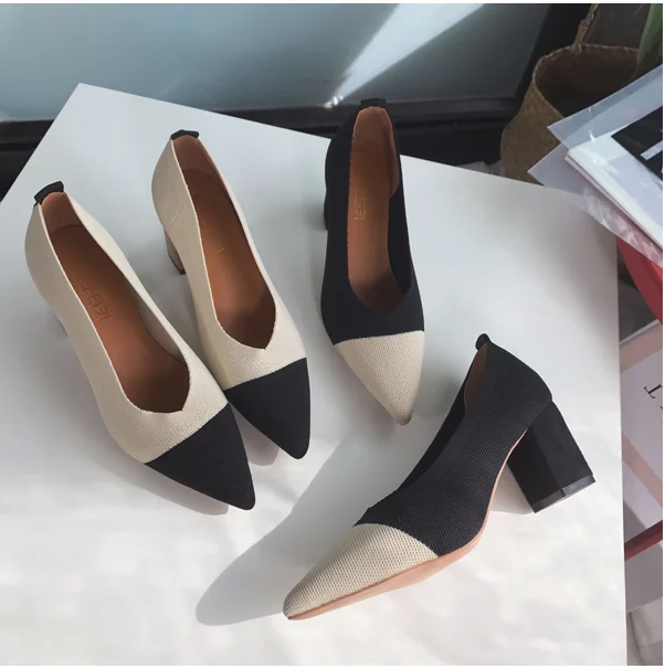 2019 Autumn Female Sandals Pointed Lady Sexy High Heels Black with Thick Wild Single Women Shoes Sandalias Femeninas | Обувь