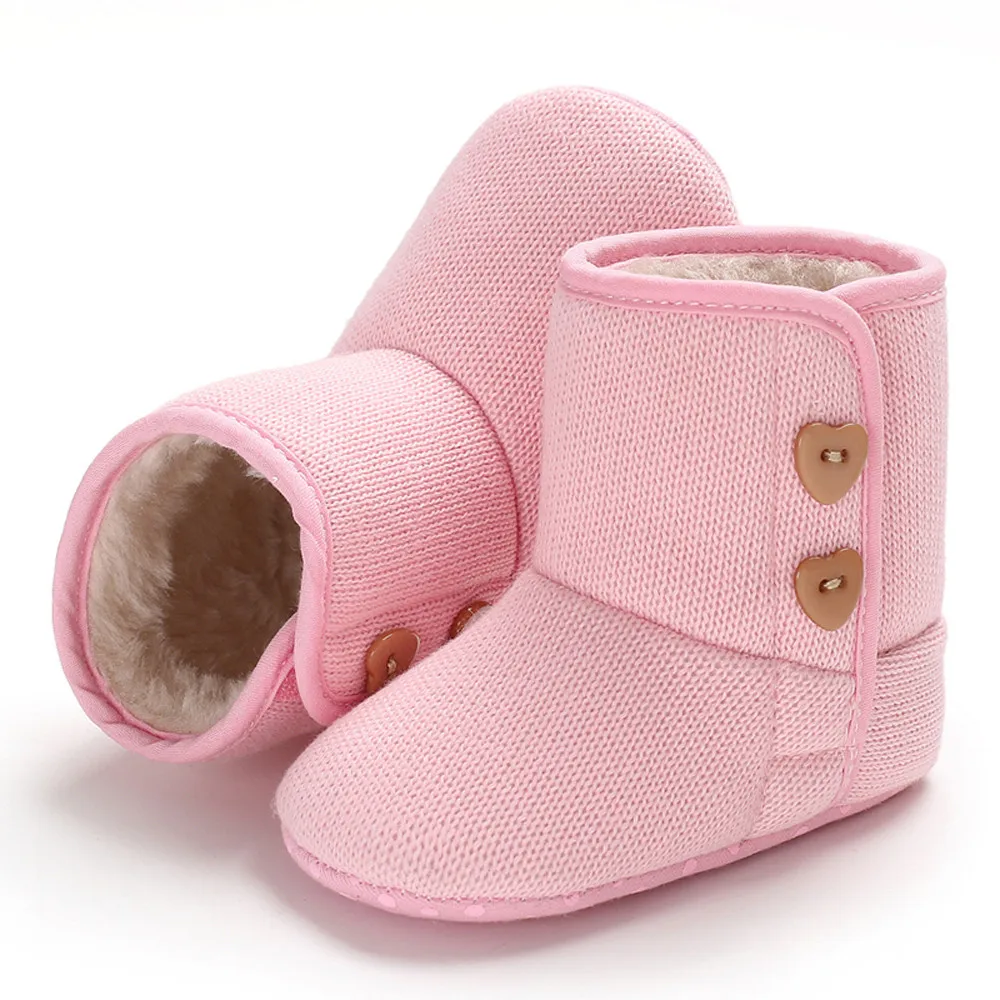 Милые зимние ботинки для малышей; теплые однотонные кашемировые ботинки для девочек; сезон осень-зима; теплые ботинки на пуговицах; обувь для малышей