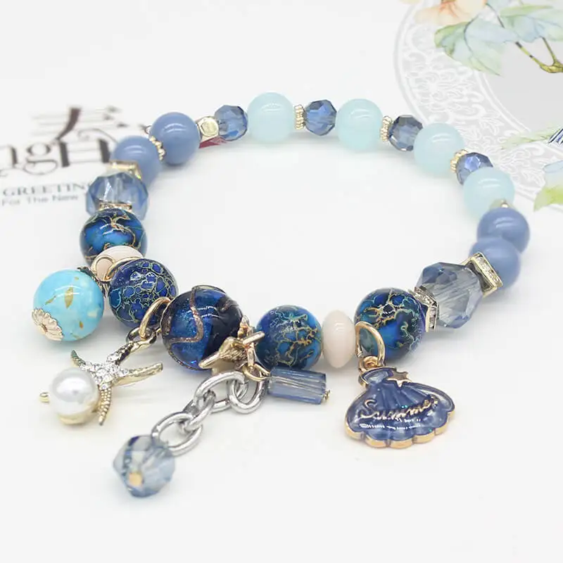 

2019 Fashion Summer Ocean Wind Beads Starfish Bracelet Women Sea Shell Bracelet For Women Jewelry Bijoux Gift For Her WW-4