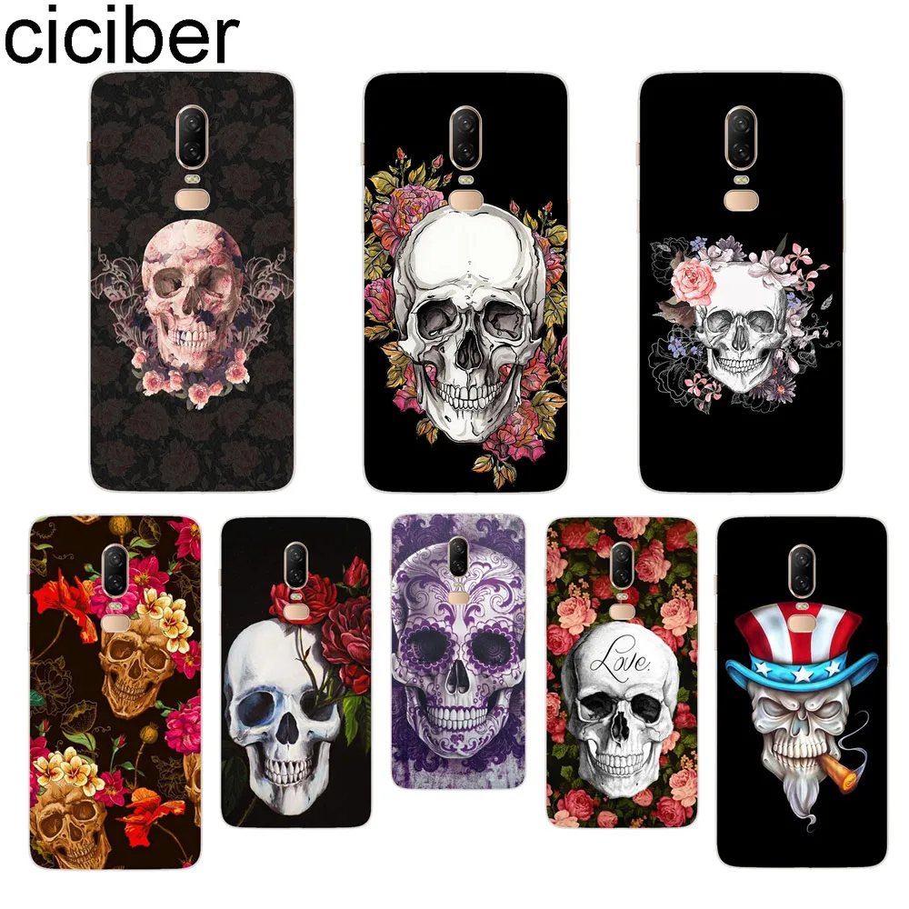 ciciber Flower Skull Phone Case For font b Oneplus b font font b 7 b font