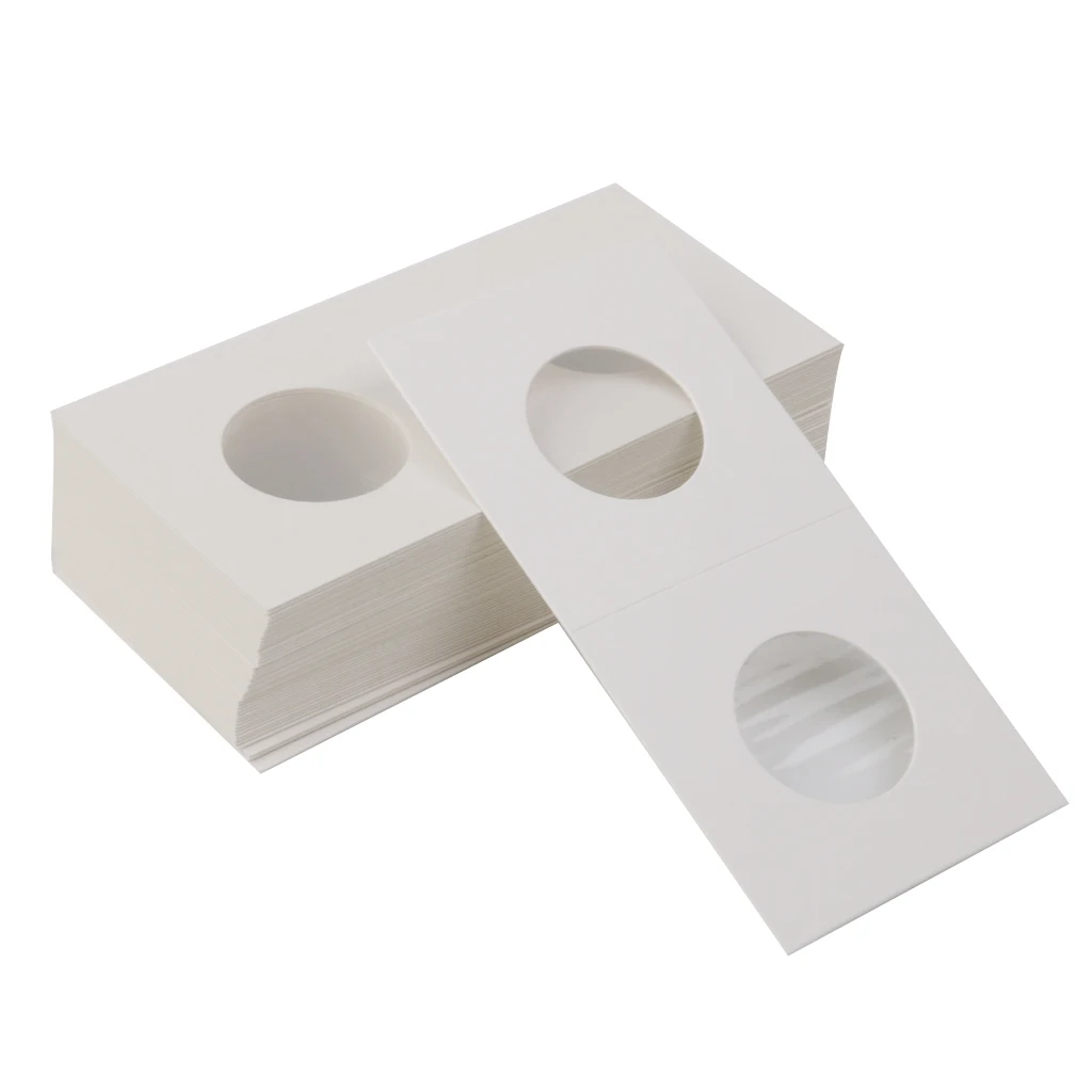 50Pcs 27.5mm Size 2X2 Cardboard/Mylar Genuine Collection Holders Flips for Coin Storage Display Tools